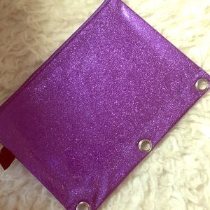 Purple sparkly pencil case that can fit binders:)